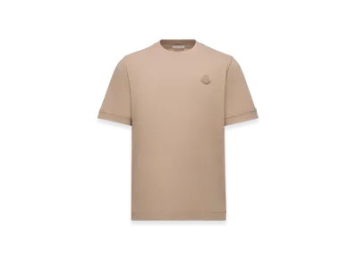 MONCLER Logo Patch Cotton T-Shirt "Light Beige"