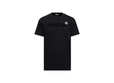 MONCLER Flocked Logo Cotton T-Shirt "Night Blue"
