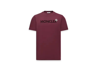 MONCLER Flocked Logo Cotton T-Shirt "Burgundy"