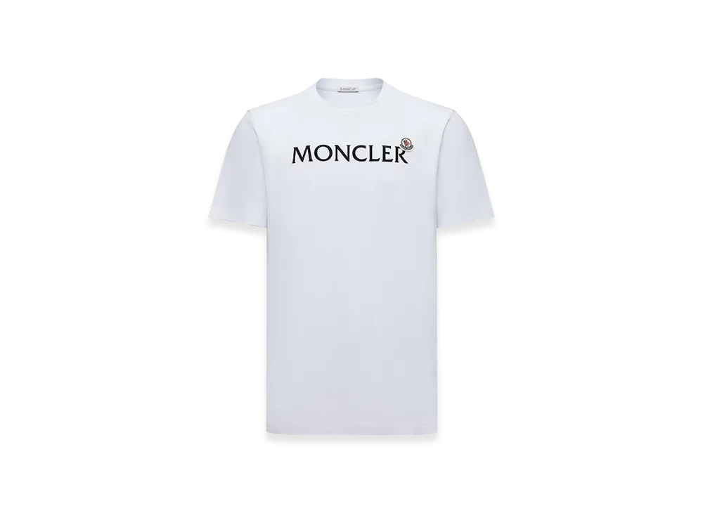 MONCLER Flocked Logo Cotton T-Shirt "White"