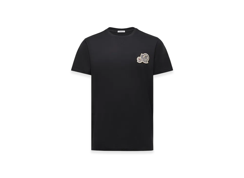 モンクレール ダブルロゴパッチ コットン Tシャツ "ブラック"