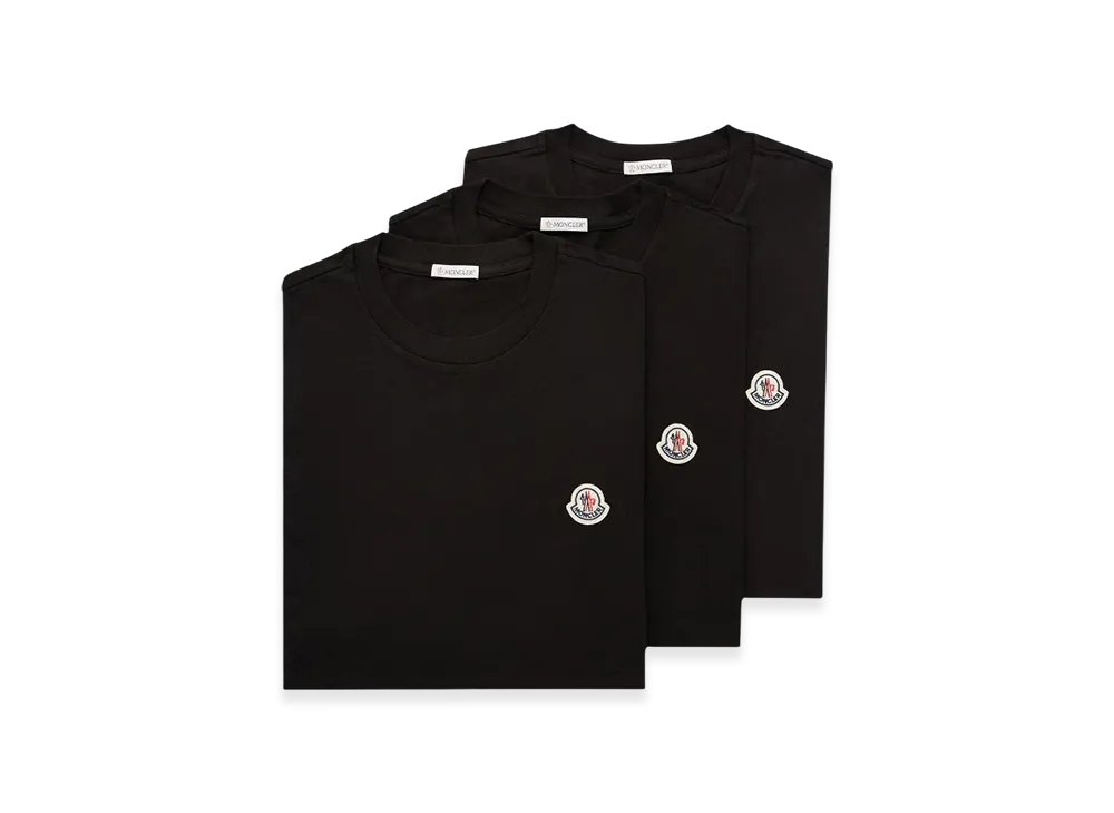 MONCLER Logo Patch Cotton T-Shirt (Pack of Three) "Black"