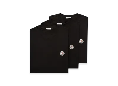 MONCLER Logo Patch Cotton T-Shirt (Pack of Three) "Black"