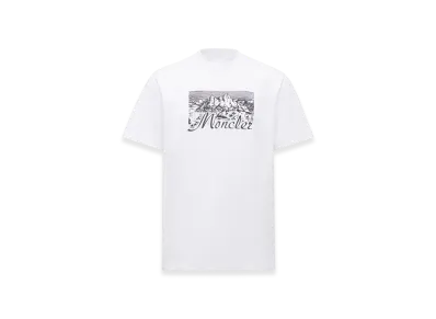 MONCLER Mountain Logo Cotton T-Shirt "White"