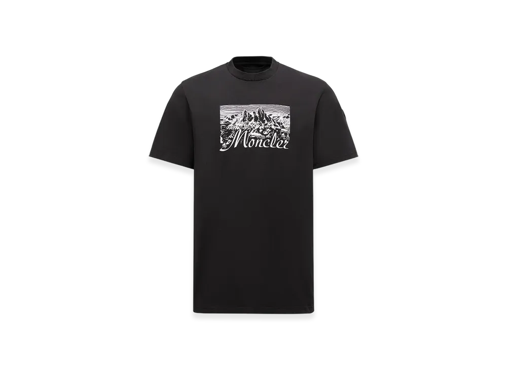 MONCLER Mountain Logo Cotton T-Shirt "Black"