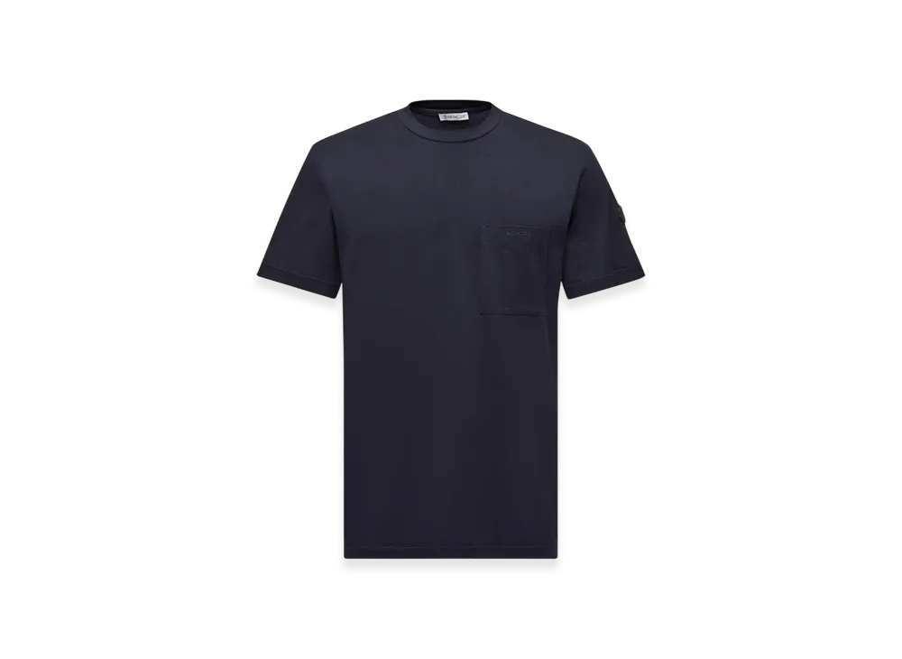 MONCLER Logo Cotton & Silk T-Shirt with Pocket "Navy Blue"