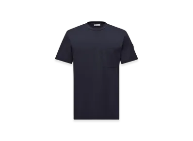 MONCLER Logo Cotton & Silk T-Shirt with Pocket "Navy Blue"