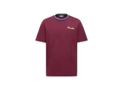 MONCLER Embroidered Logo Cotton T-Shirt "Burgundy"