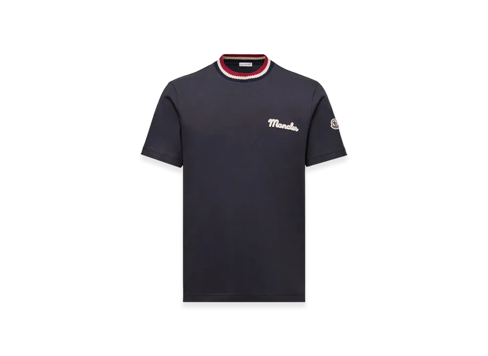 MONCLER Embroidered Logo Cotton T-Shirt "Navy Blue"