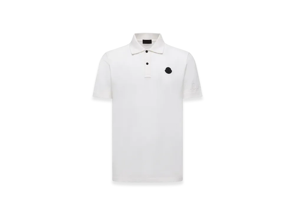 MONCLER Logo Cotton Piquet Polo Shirt "White"