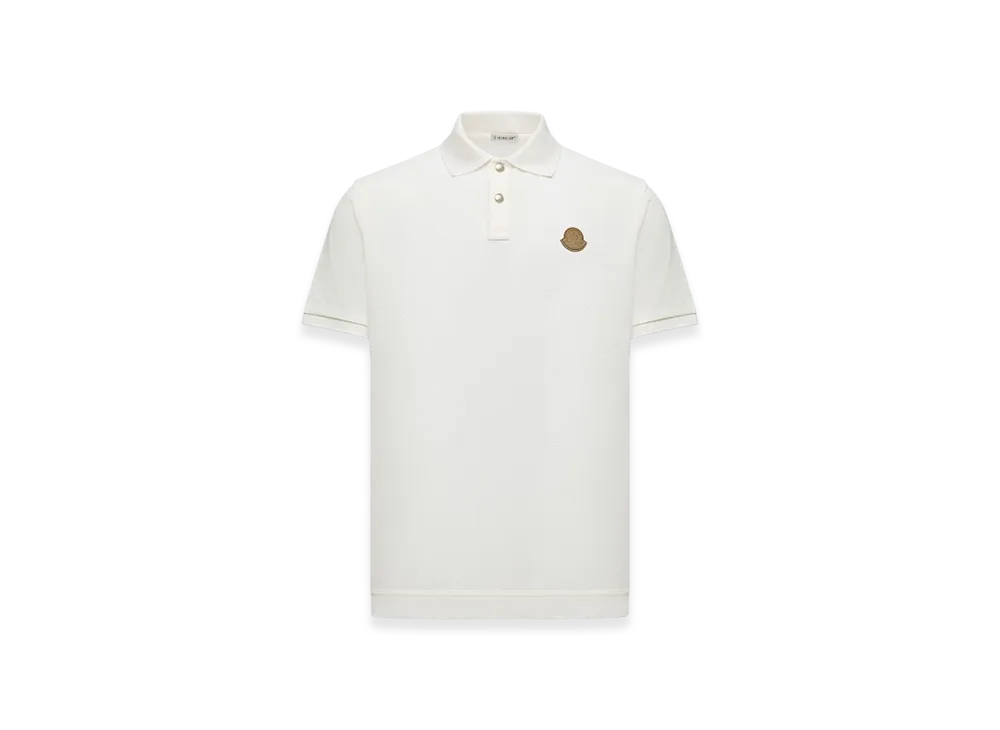 MONCLER Logo Patch Cotton Piquet Polo Shirt "White"