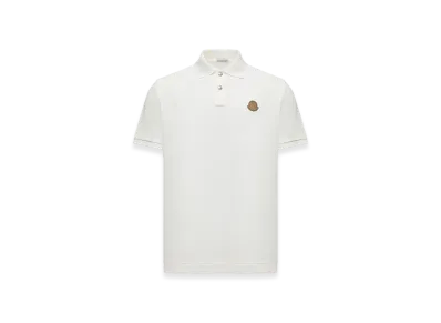 MONCLER Logo Patch Cotton Piquet Polo Shirt "White"