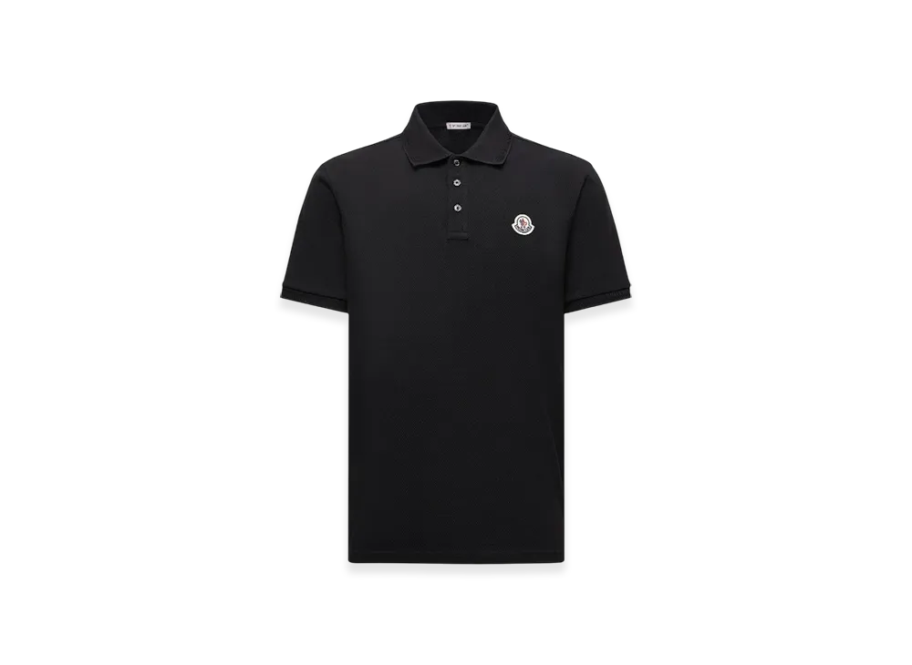MONCLER Logo Patch Cotton Piquet Polo Shirt "Black"