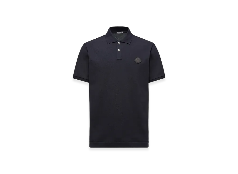 MONCLER Logo Patch Cotton Piquet Polo Shirt 