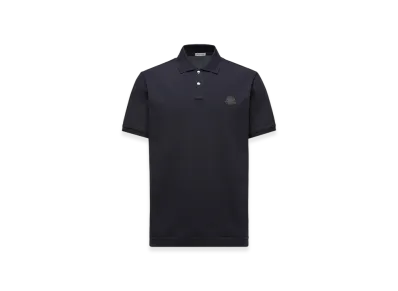 MONCLER Logo Patch Cotton Piquet Polo Shirt "Navy Blue"
