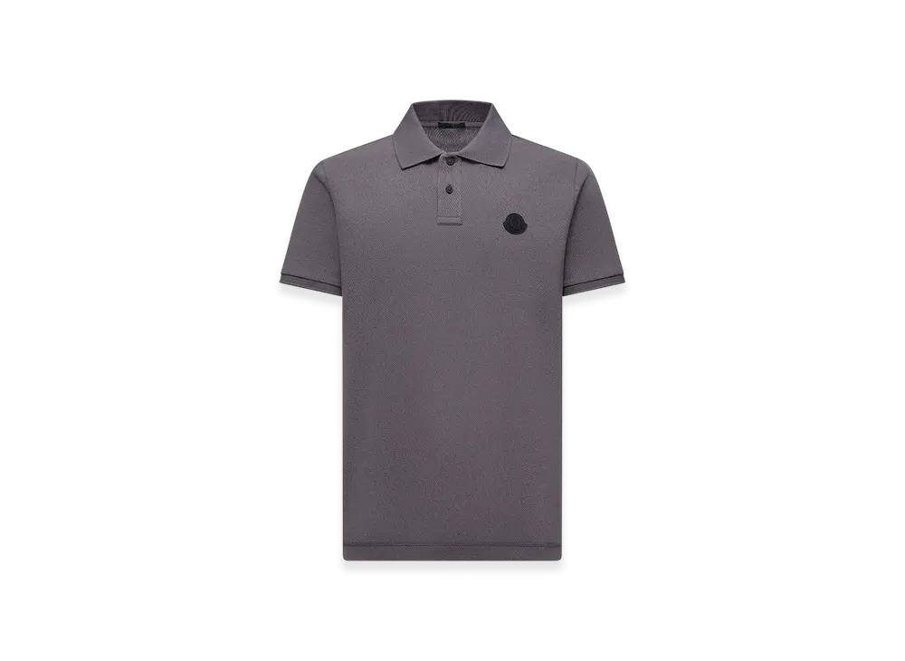MONCLER Logo Patch Cotton Piquet Polo Shirt "Dark Grey"