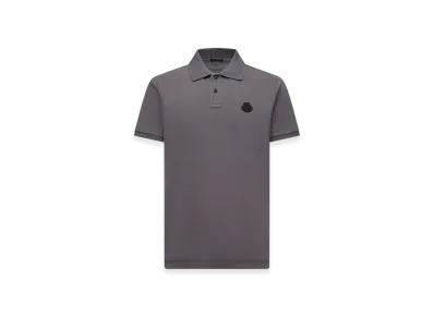MONCLER Logo Patch Cotton Piquet Polo Shirt "Dark Grey"