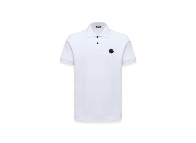 MONCLER Logo Patch Cotton Piquet Polo Shirt "White"