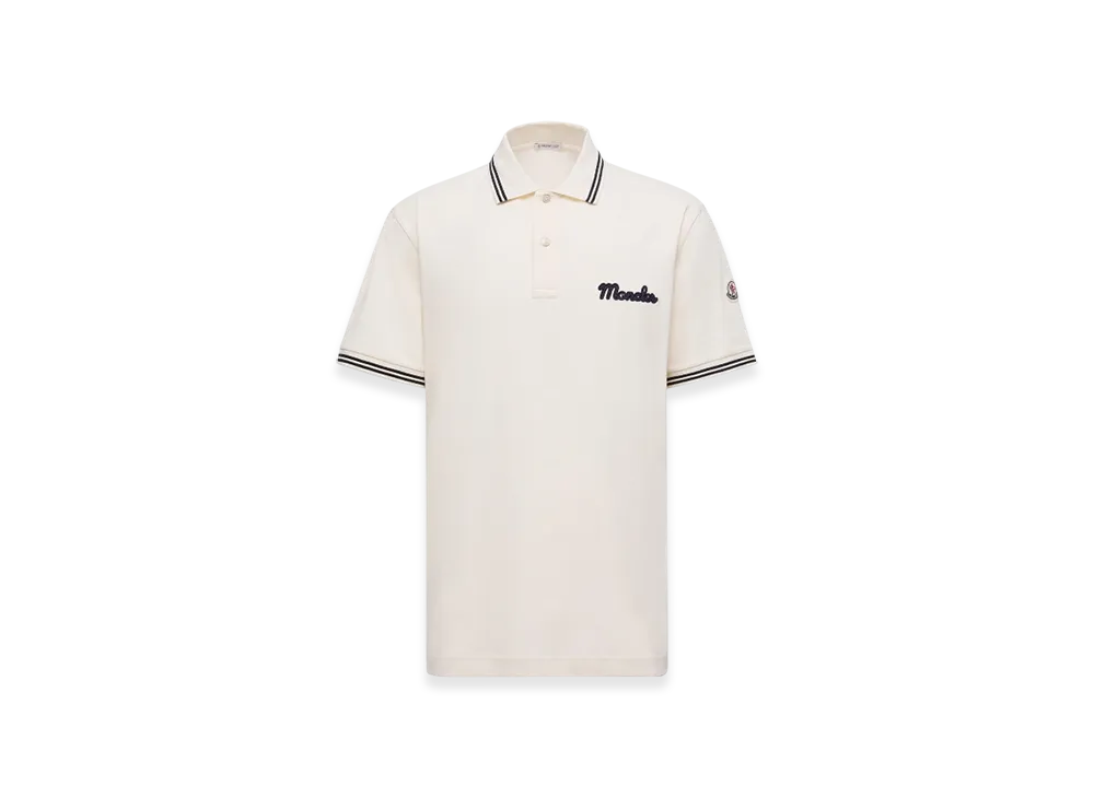 MONCLER Embroidered Logo Cotton Piquet Polo Shirt "White"