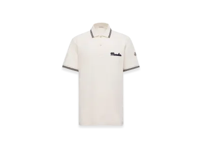 MONCLER Embroidered Logo Cotton Piquet Polo Shirt "White"