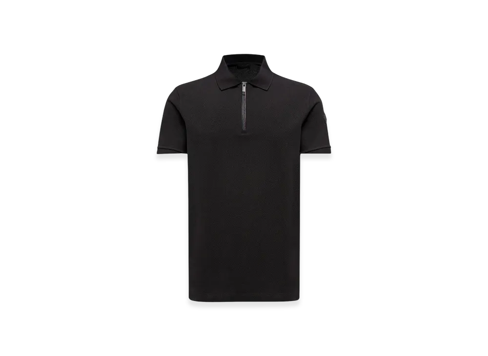 MONCLER Logo Patch Cotton Piquet Polo Shirt "Black"
