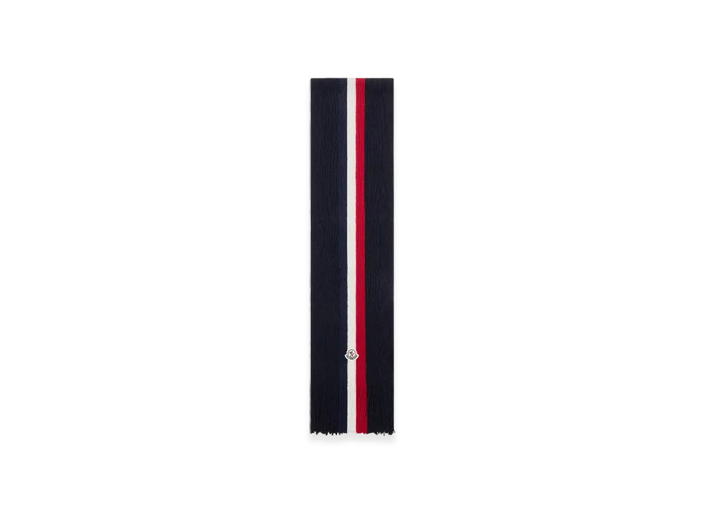 MONCLER Tricolour Wool Scarf "Navy Blue"