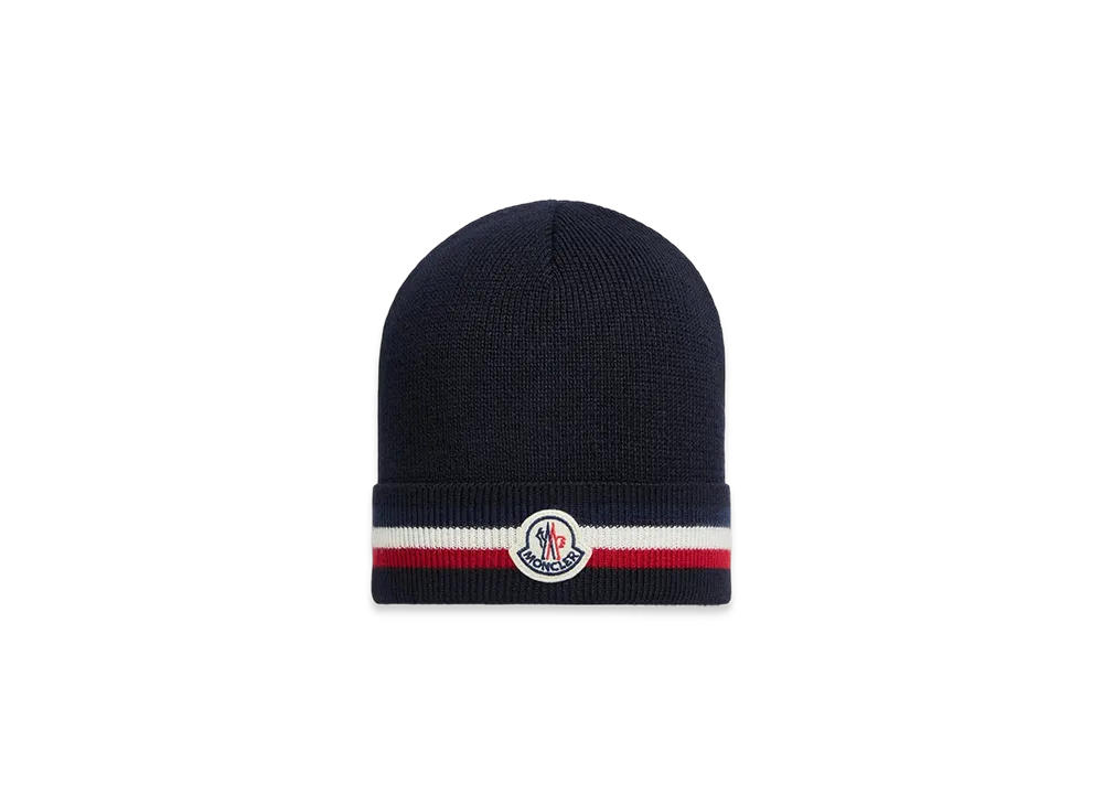 MONCLER Tricolour Wool Beanie "Navy Blue"