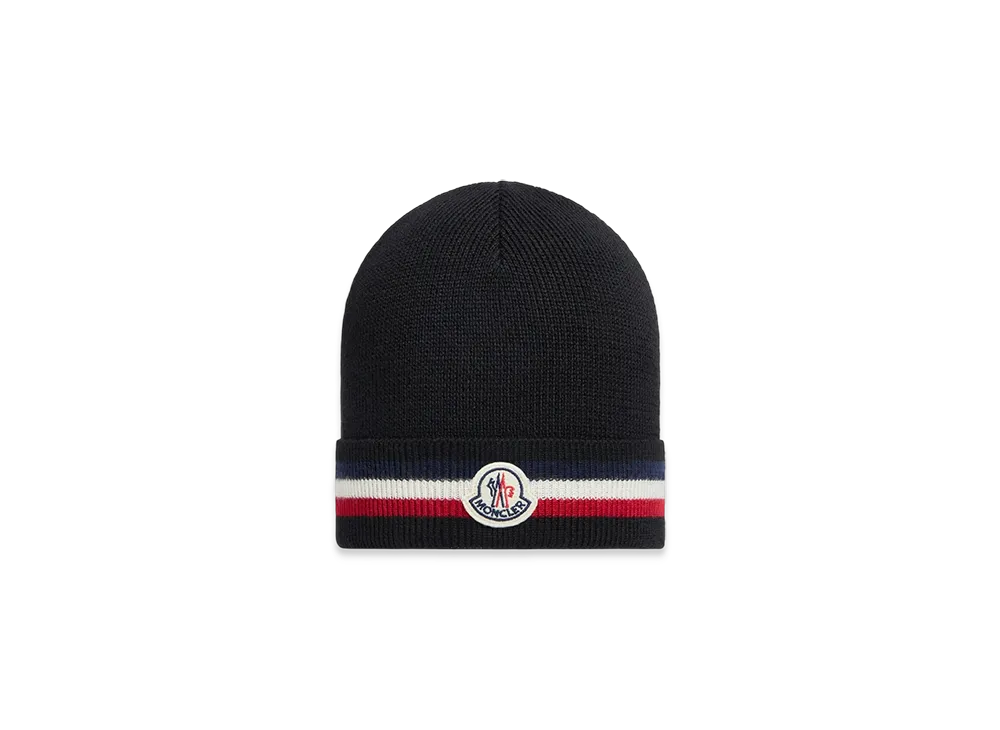 MONCLER Tricolour Wool Beanie "Black"