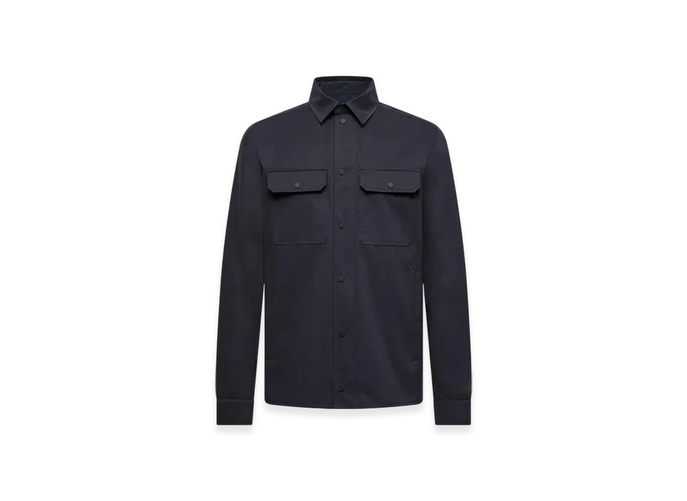 MONCLER Cotton Gabardine Long Sleeve Shirt "Navy Blue"