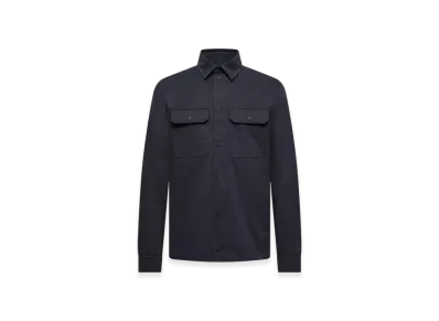 MONCLER Cotton Gabardine Long Sleeve Shirt "Navy Blue"