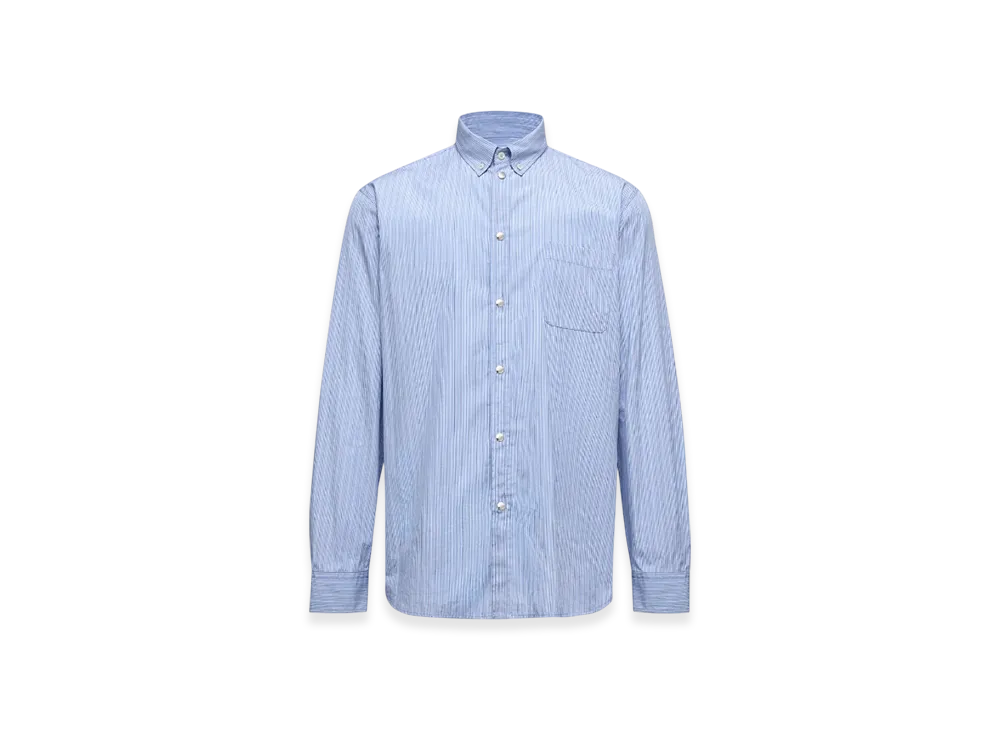 MONCLER Striped Oxford Cotton Long Sleeve Shirt "Light Blue"