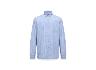 MONCLER Striped Oxford Cotton Long Sleeve Shirt "Light Blue"
