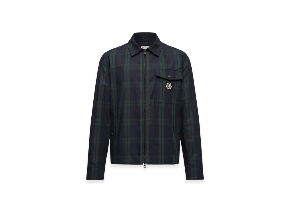 MONCLER Checked Cotton Gabardine Long Sleeve Shirt "Black"