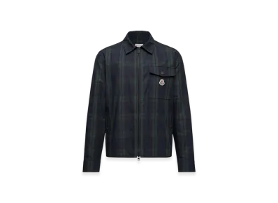 MONCLER Checked Cotton Gabardine Long Sleeve Shirt "Black"