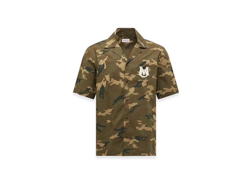 MONCLER Printed Cotton Short Sleeve Shirt "Green Brown"