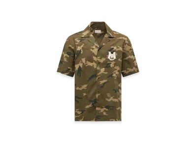 MONCLER Printed Cotton Short Sleeve Shirt "Green Brown"