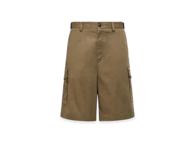 MONCLER Cotton Gabardine Cargo Shorts "Olive Green"
