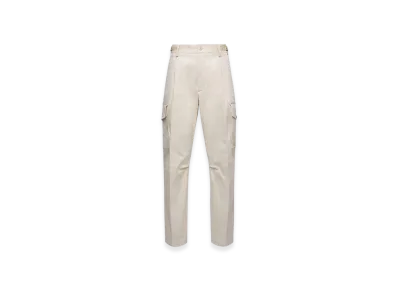 MONCLER Cotton Gabardine Cargo Trousers "White Ivory"