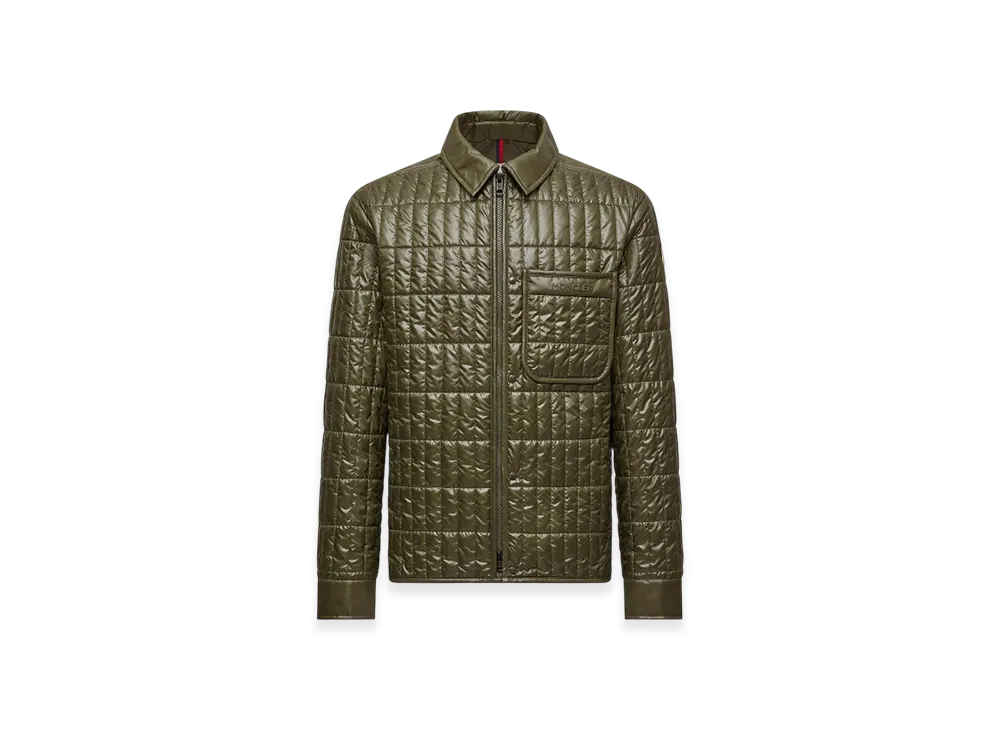 MONCLER Madiere Vertical-Quilted Padded Shirt Jacket "Olive Green"