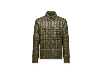 MONCLER Madiere Vertical-Quilted Padded Shirt Jacket "Olive Green"