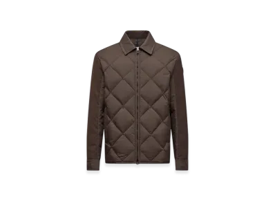 MONCLER Aiguille Diamond-Quilted Down Shirt Jacket "Brown"