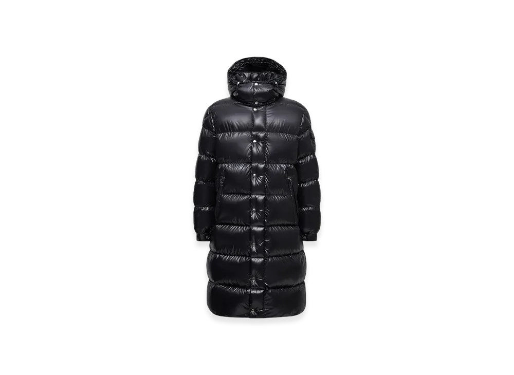 MONCLER Hanoverian Hooded Square-Quilted Long Down Jacket "Black"