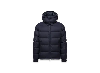 MONCLER Montgenevre Hooded Wool Flannel Short Down Jacket "Navy Blue"