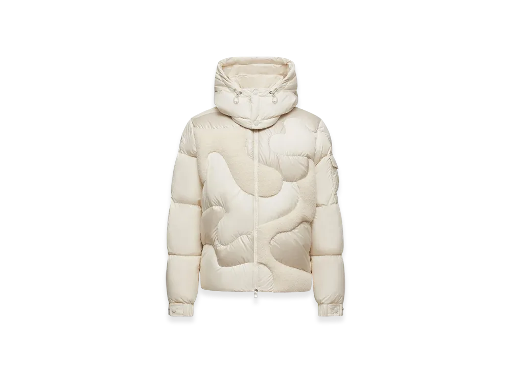 MONCLER Candes Hooded Teddy Intarsia Short Down Jacket "White"
