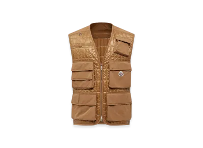 MONCLER Ytise Vertical-Quilted Padded Gilet "Camel"