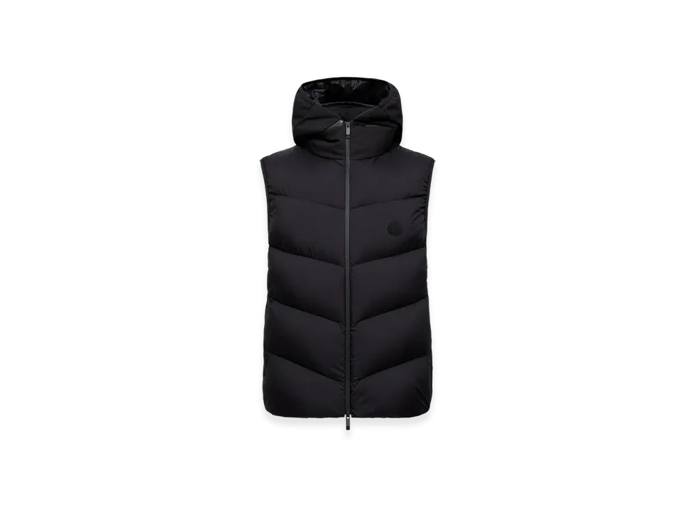 MONCLER Guersac Diagonal-Quilted Hooded Down Gilet "Black"