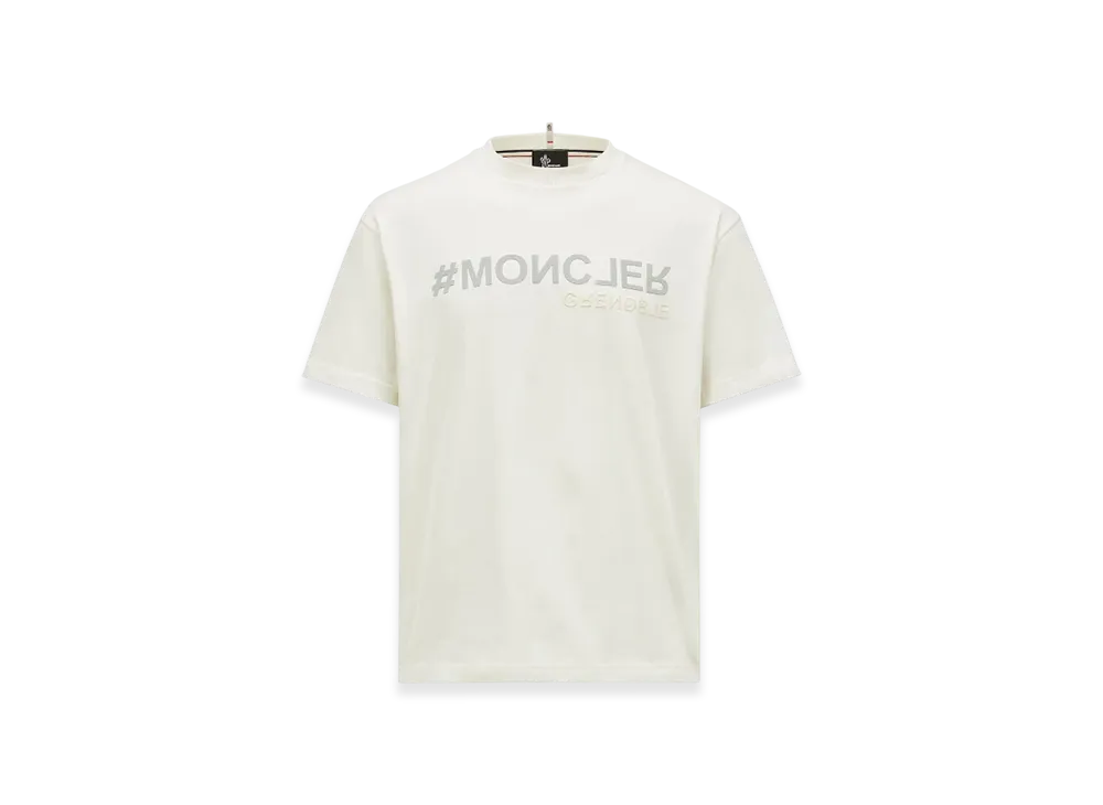 MONCLER Mirrored Logo Cotton T-Shirt "White Ivory"