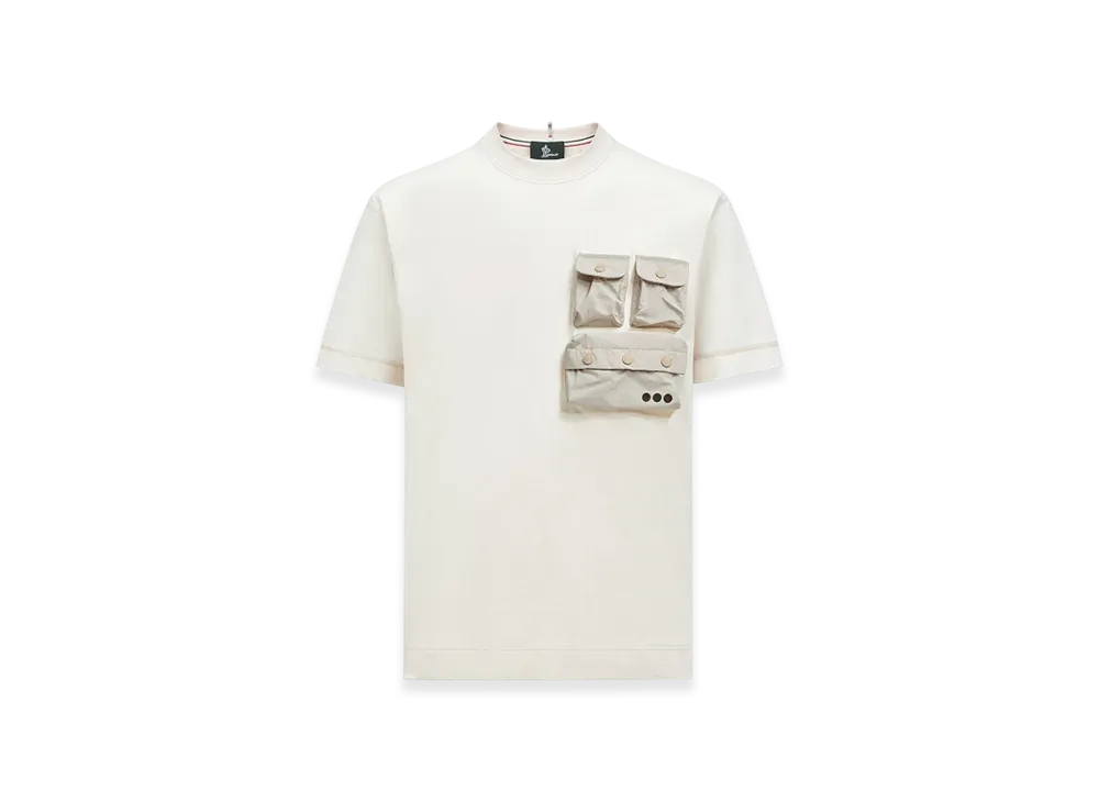 MONCLER Cotton T-shirt with Pockets "White Ivory"