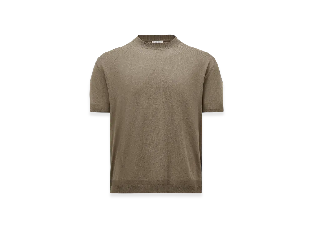 MONCLER Silk & Cotton Knit T-Shirt "Taupe"