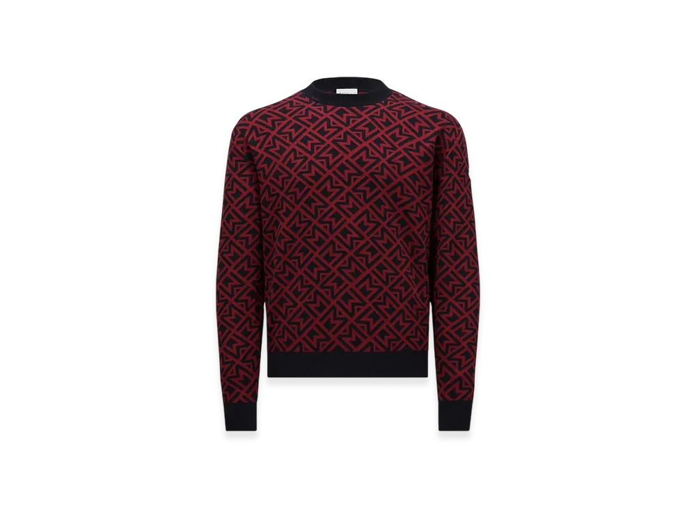 MONCLER Monogram Cotton Jacquard Jumper "Blue Red"